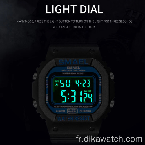 SMAEL Montre numérique Hommes Montres de sport LED Militaire